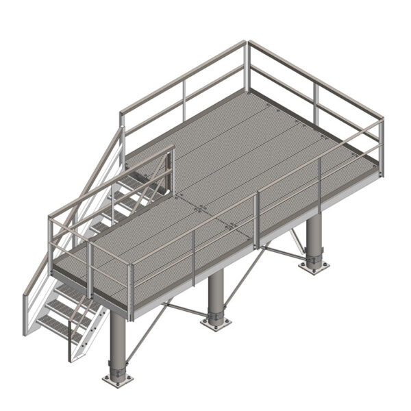 11’ X 20.5’ Elevated L-Shaped Platform with Stairs