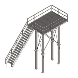10' X 15' Elevated Platform Assembly With Stairs and Helical Pier Foundations
