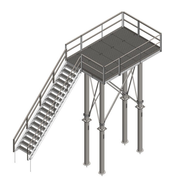 10' X 15' Elevated Platform Assembly With Stairs and Helical Pier Foundations