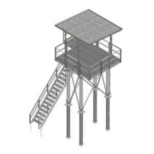 galvanized elevated equipment platform with canopy for railroad and telecommunications