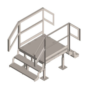 4' X 4' Step Over with Gravity Feet, 28'' Elevation, Angle Rails