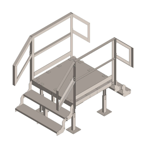 4' X 4' Step Over with Gravity Feet, 28'' Elevation, Angle Rails