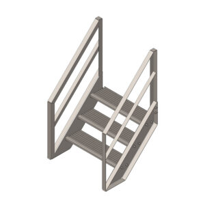 3 Tread Stair Assembly, 36'' Wide, Angle Railing