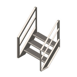 3 Tread Stair Assembly, 42'' Wide, Angle Railing