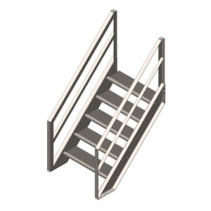 5 Tread Stair Assembly, 36'' Wide, Angle Railing