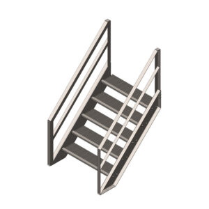 5 Tread Stair Assembly, 42'' Wide, Angle Railing