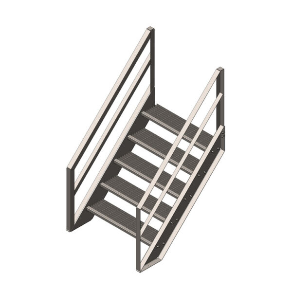 5 Tread Stair Assembly, 42'' Wide, Angle Railing