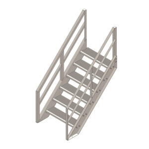 6 Tread Stair Assembly, 36'' Wide, Angle Railing
