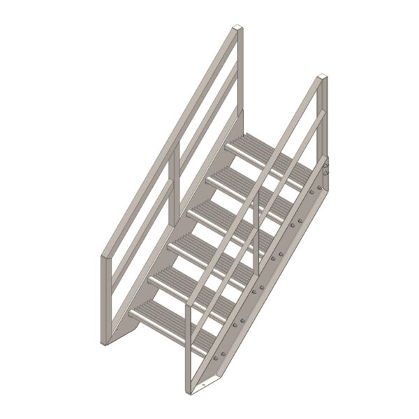 6 Tread Stair Assembly, 36'' Wide, Angle Railing