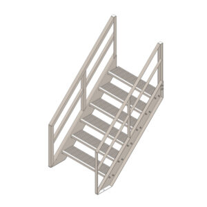 6 Tread Stair Assembly, 42'' Wide, Angle Railing