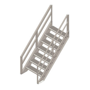 7 Tread Stair Assembly, 36'' Wide, Angle Railing