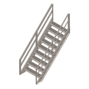 9 Tread Stair Assembly, 42'' Wide, Angle Railing