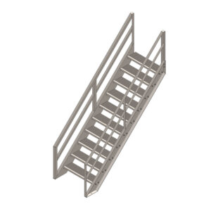 10 Tread Stair Assembly, 36'' Wide, Angle Railing