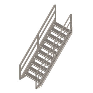 11 Tread Stair Assembly, 42'' Wide, Angle Railing