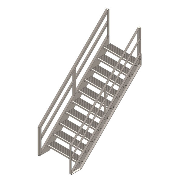 11 Tread Stair Assembly, 42'' Wide, Angle Railing