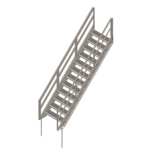 12 Tread Stair Assembly, 36'' Wide, Angle Railing