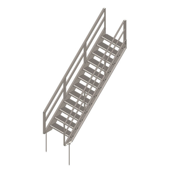 12 Tread Stair Assembly, 36'' Wide, Angle Railing