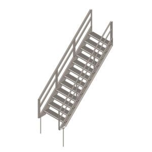 12 Tread Stair Assembly, 42'' Wide, Angle Railing